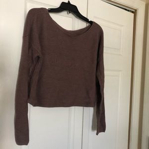 Garage- long sleeve crop top- purplish/brown